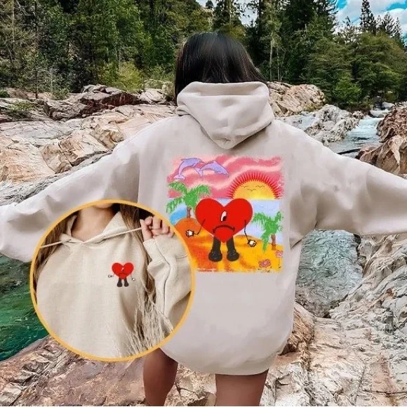 Bad Bunny Sweater Cream Color Hoodie - Picture 3 of 12